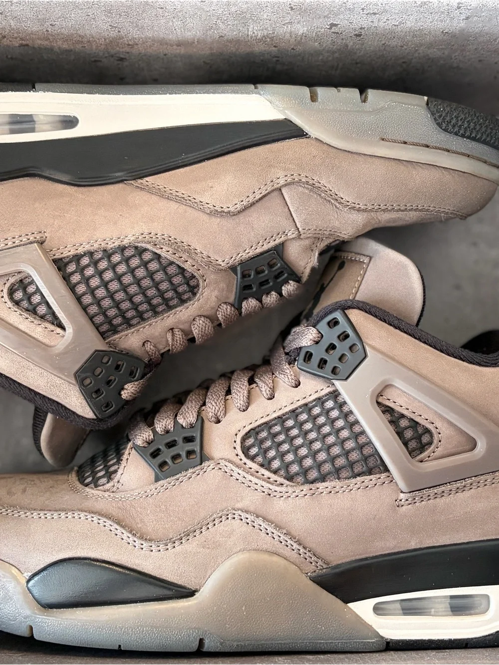 Jordan Men's Suede Sneakers in Taupe and Black Accents